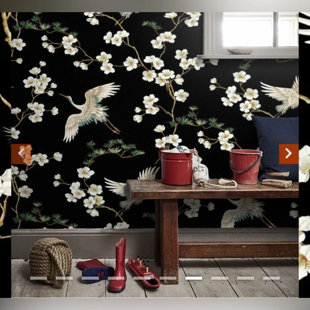 New Anthropologie Home Decor Carl Robinson Swothins Crane & Blossom Wallpaper